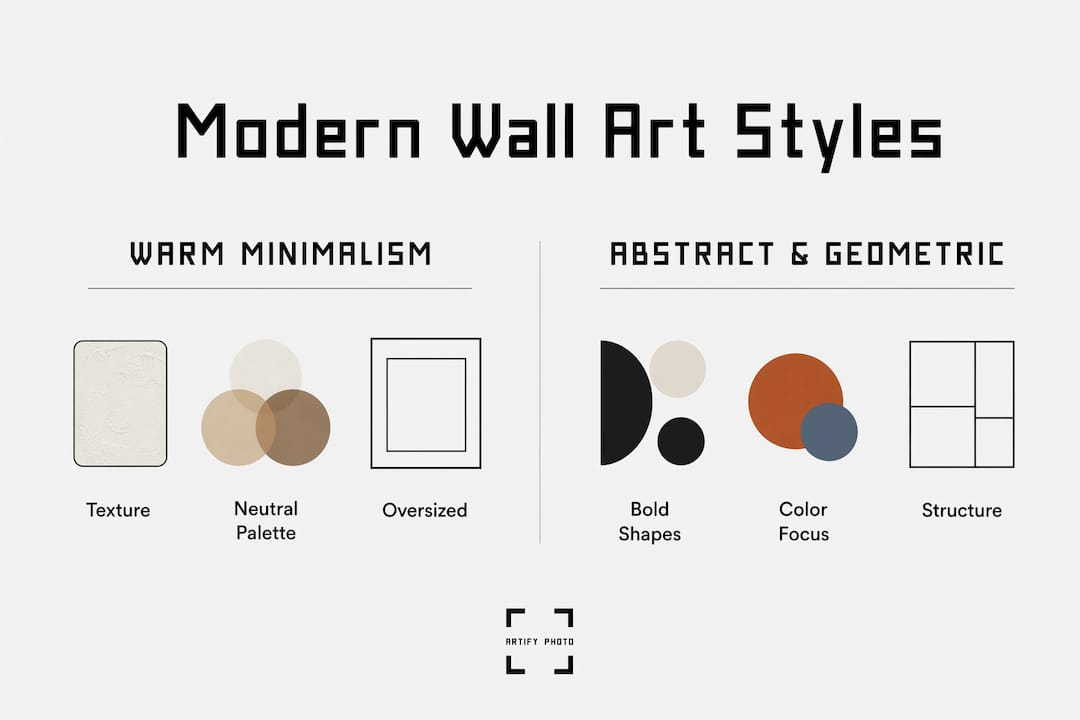 Infographic comparing modern wall art styles