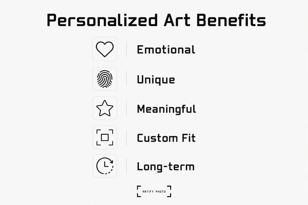 Infographic illustrating key benefits of personalized art