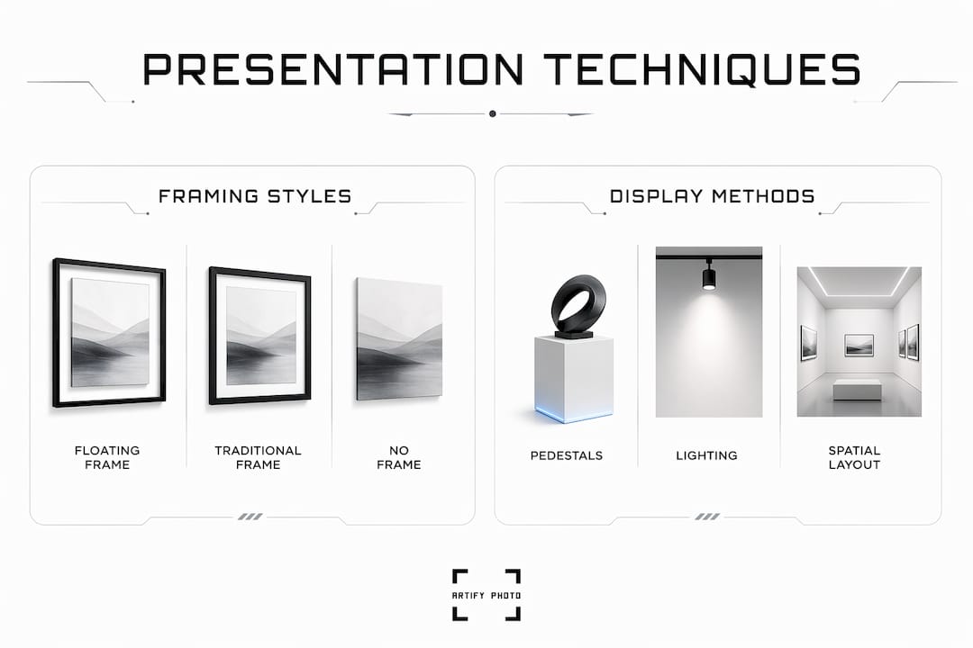 Infographic comparing framing styles and display methods
