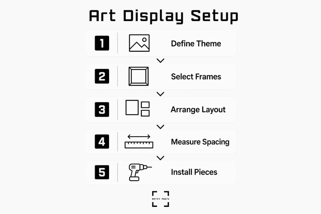 Infographic with steps to plan home art display layout