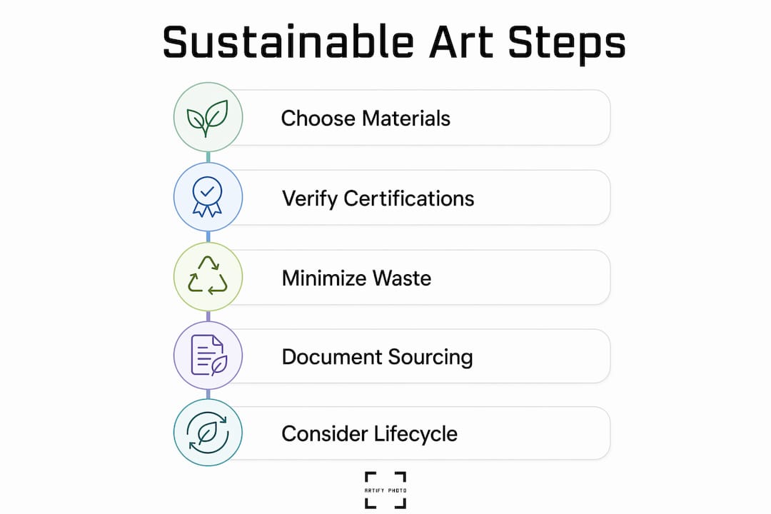 Infographic showing sustainable art practice steps
