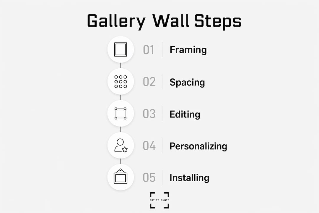 Infographic illustrating gallery wall design steps