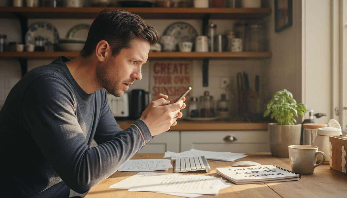 Man recording brand story in home kitchen