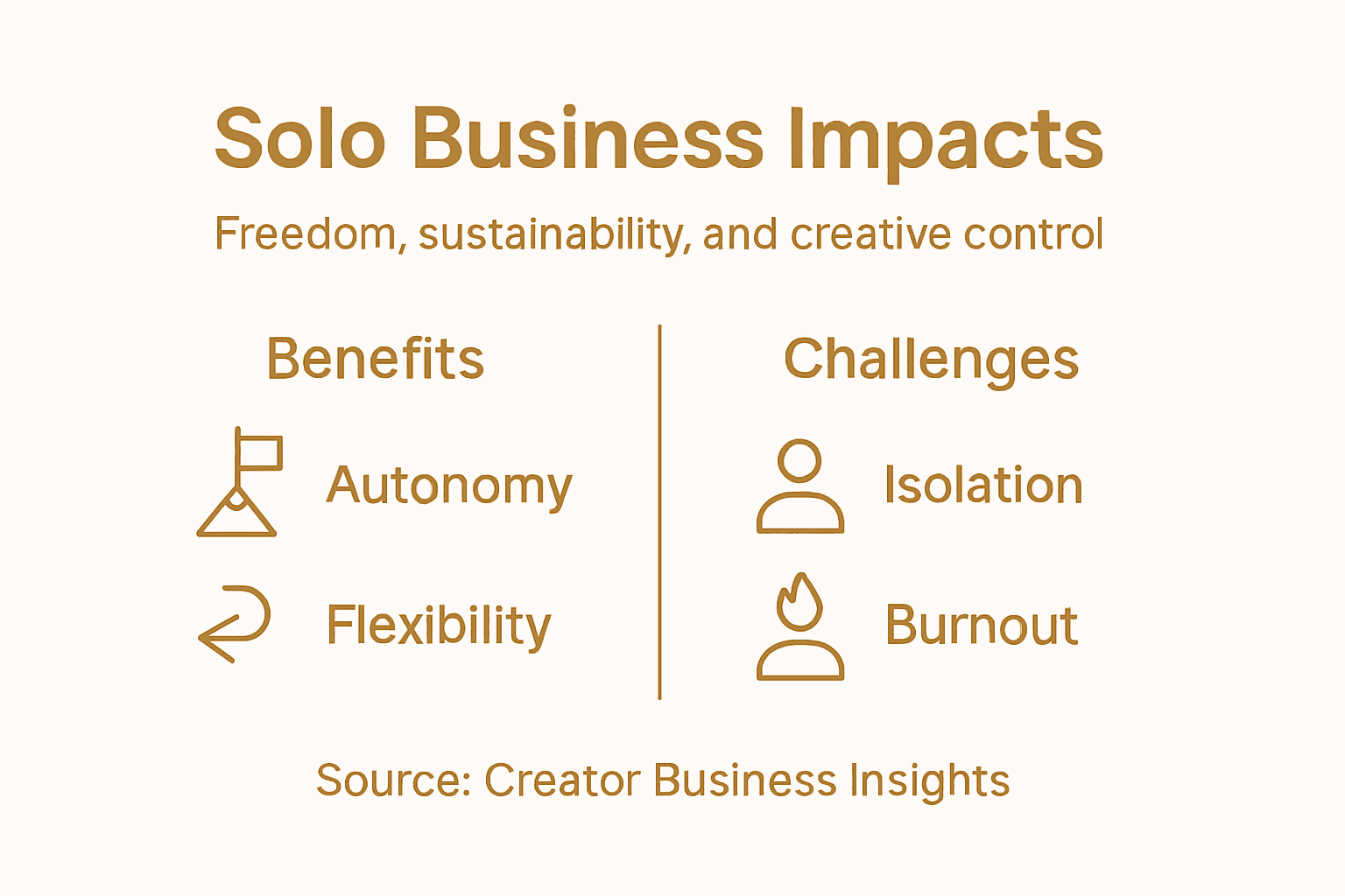Infographic on solo business benefits and challenges