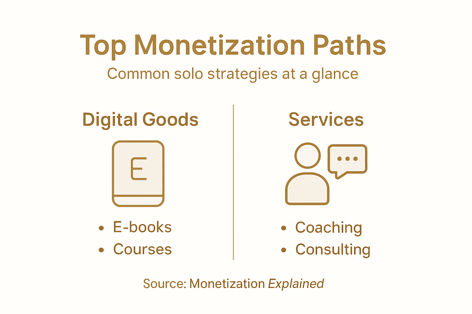 Infographic of popular monetization paths for solopreneurs