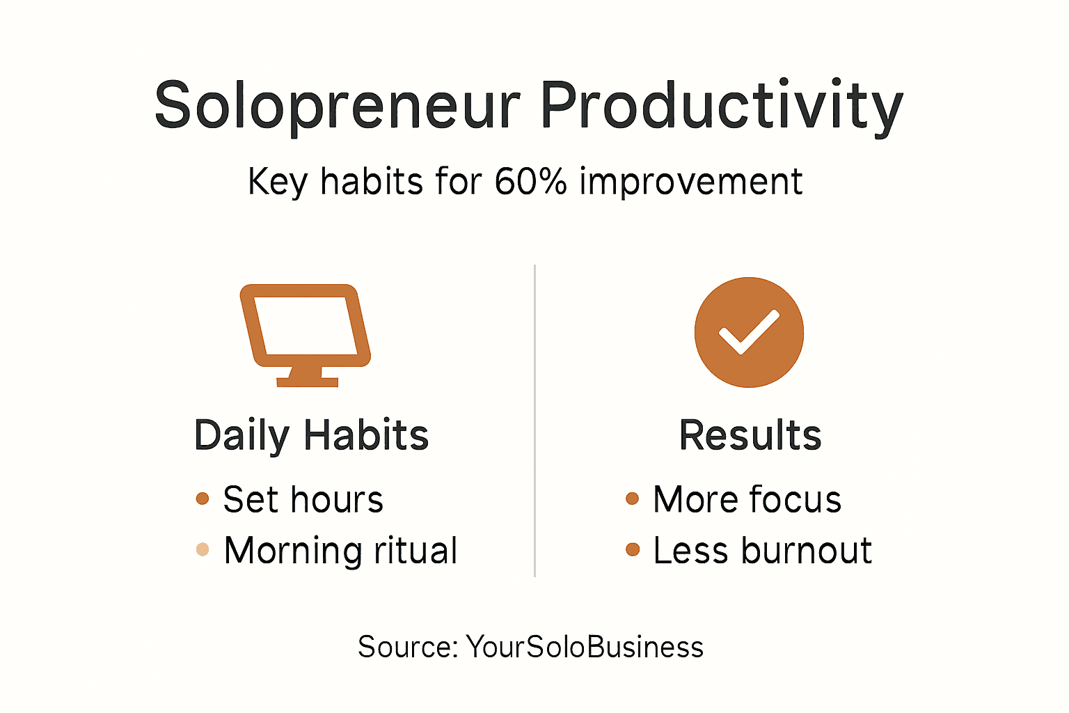 Infographic showing productive habits and results