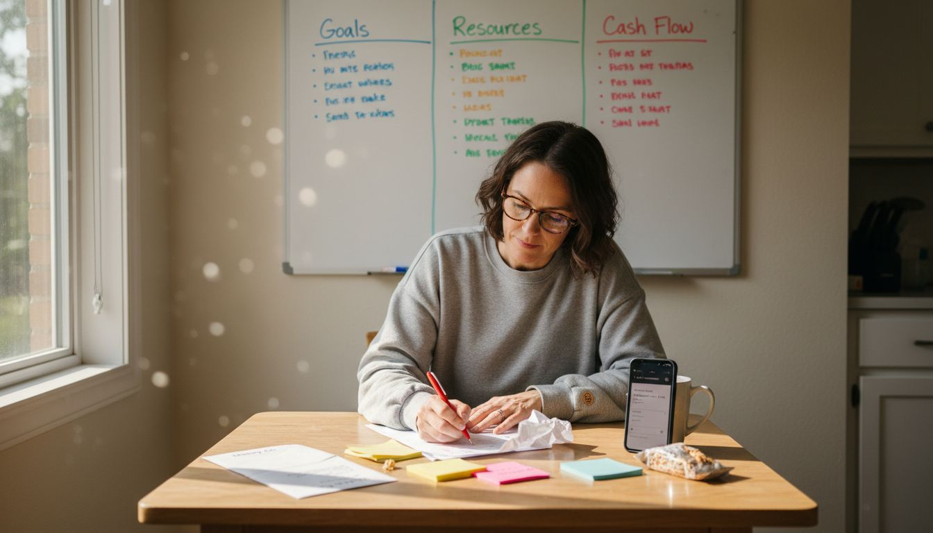 Woman organizing business planning checklist essentials