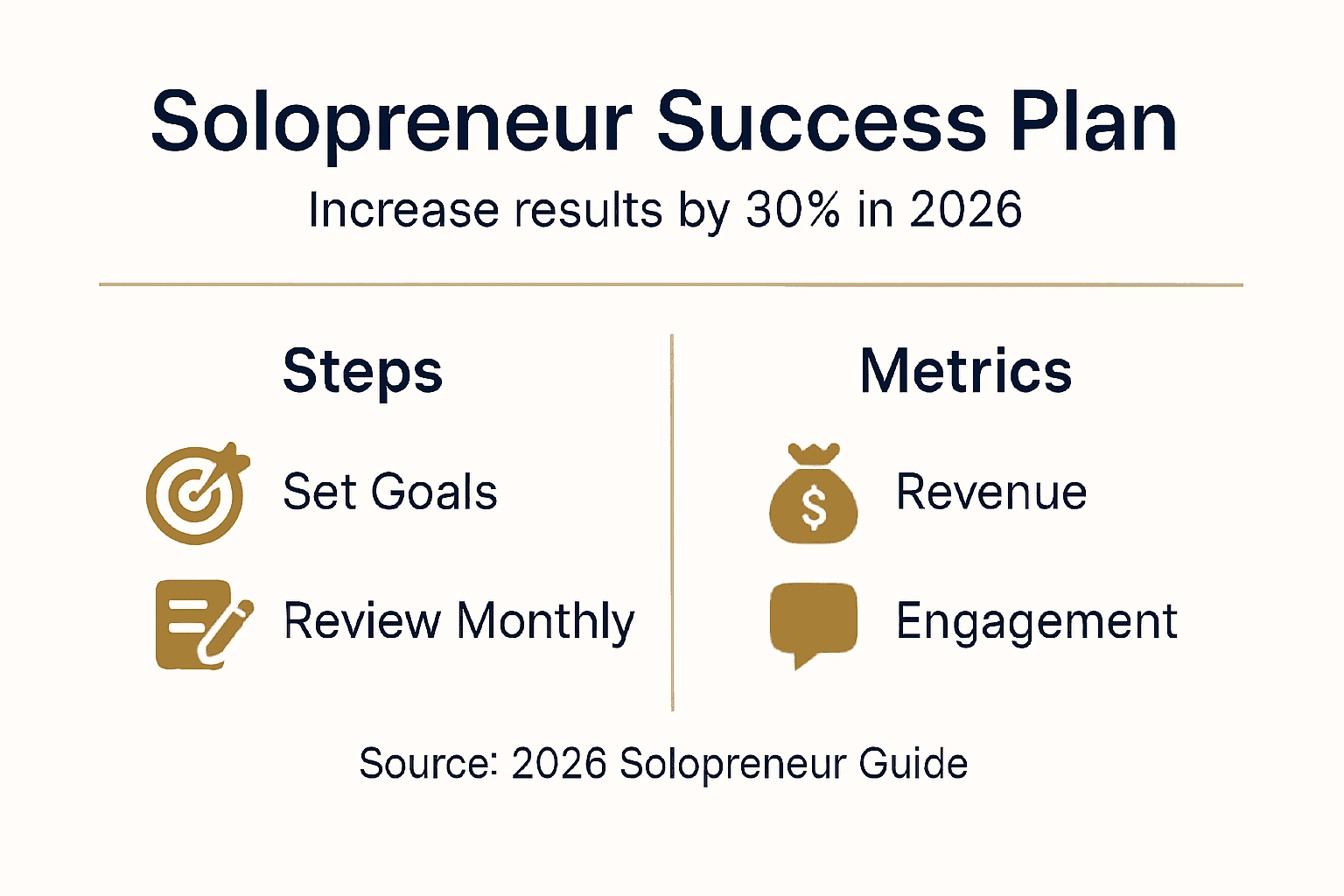 Infographic with plan steps and success metrics