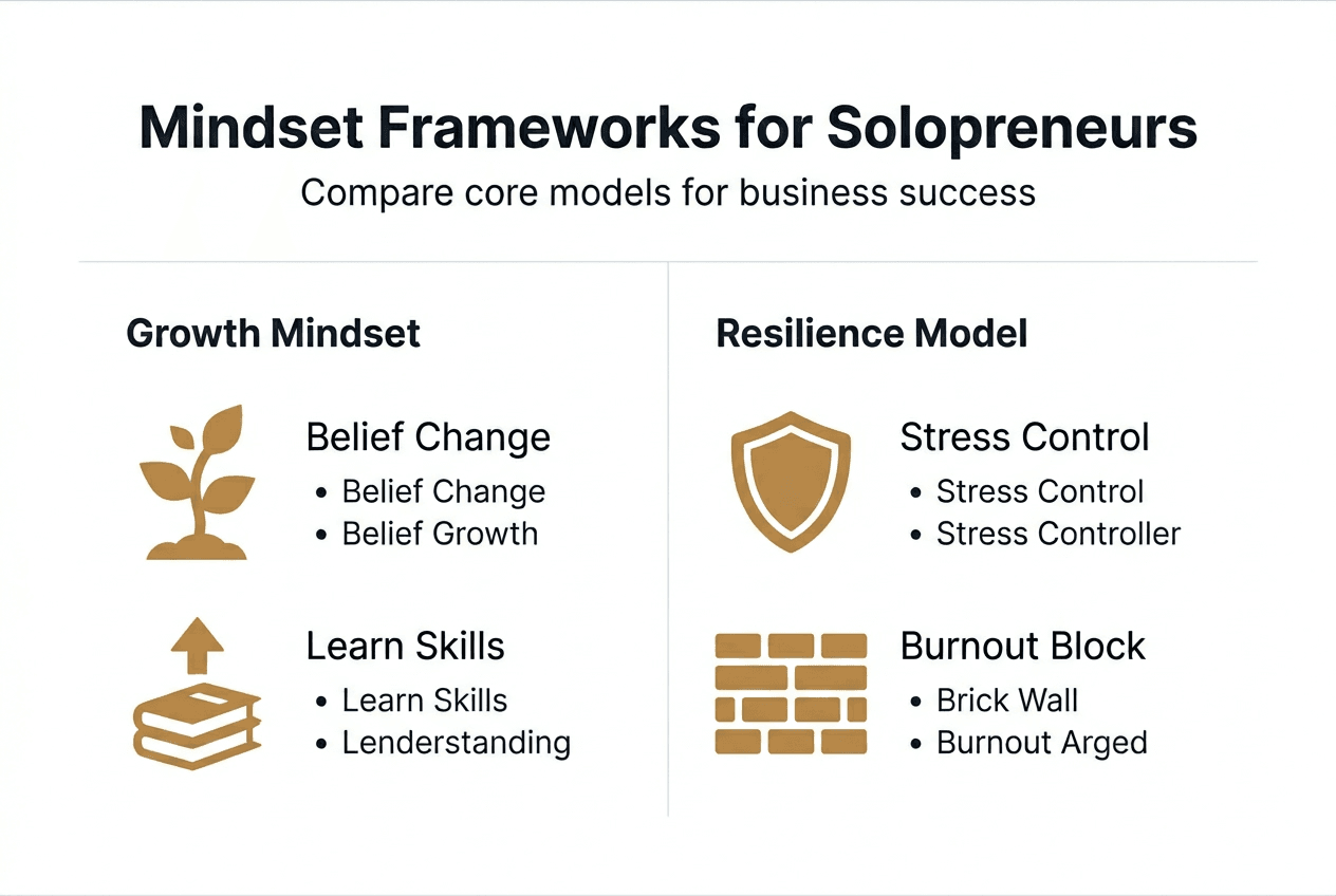 Infographic comparing solopreneur mindset models