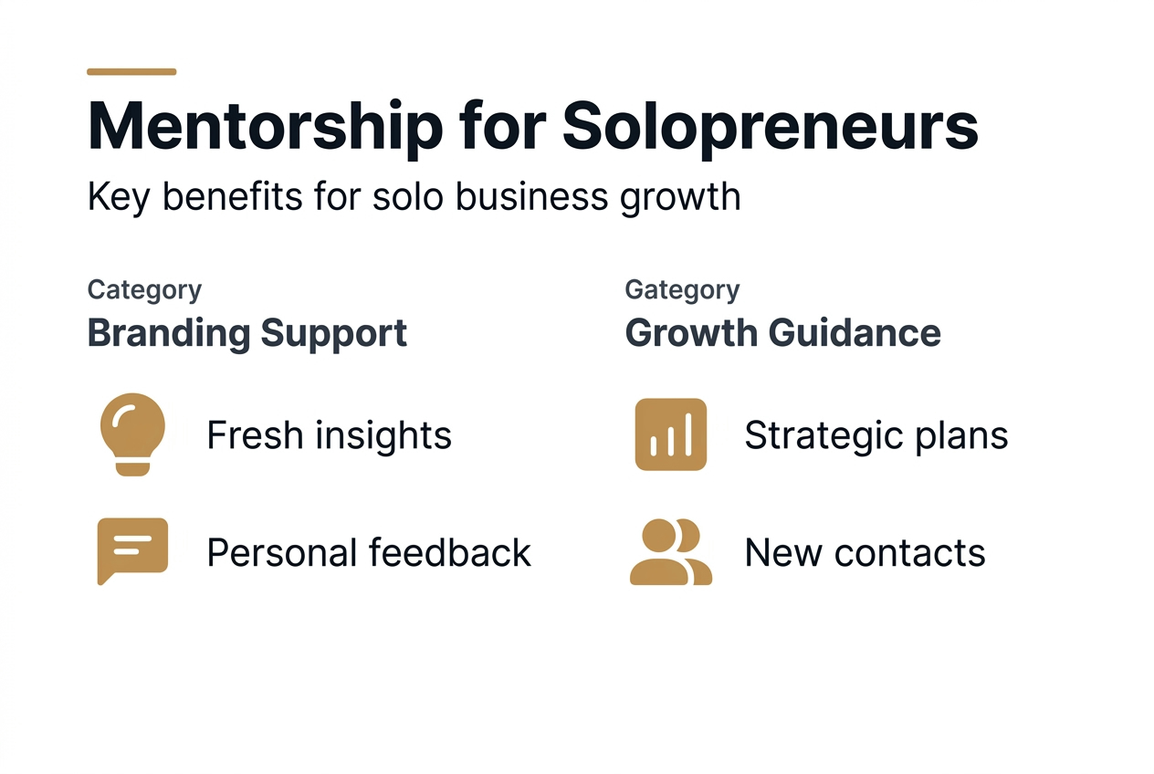 Infographic showing mentorship benefits for solopreneurs