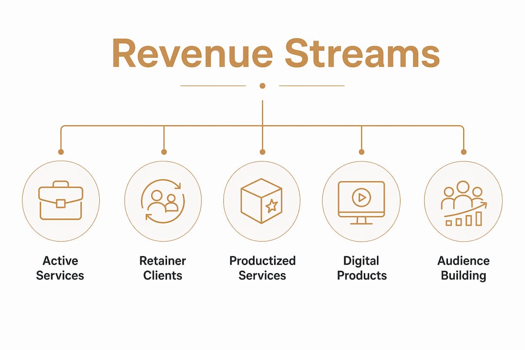 Infographic illustrating solo business revenue streams hierarchy