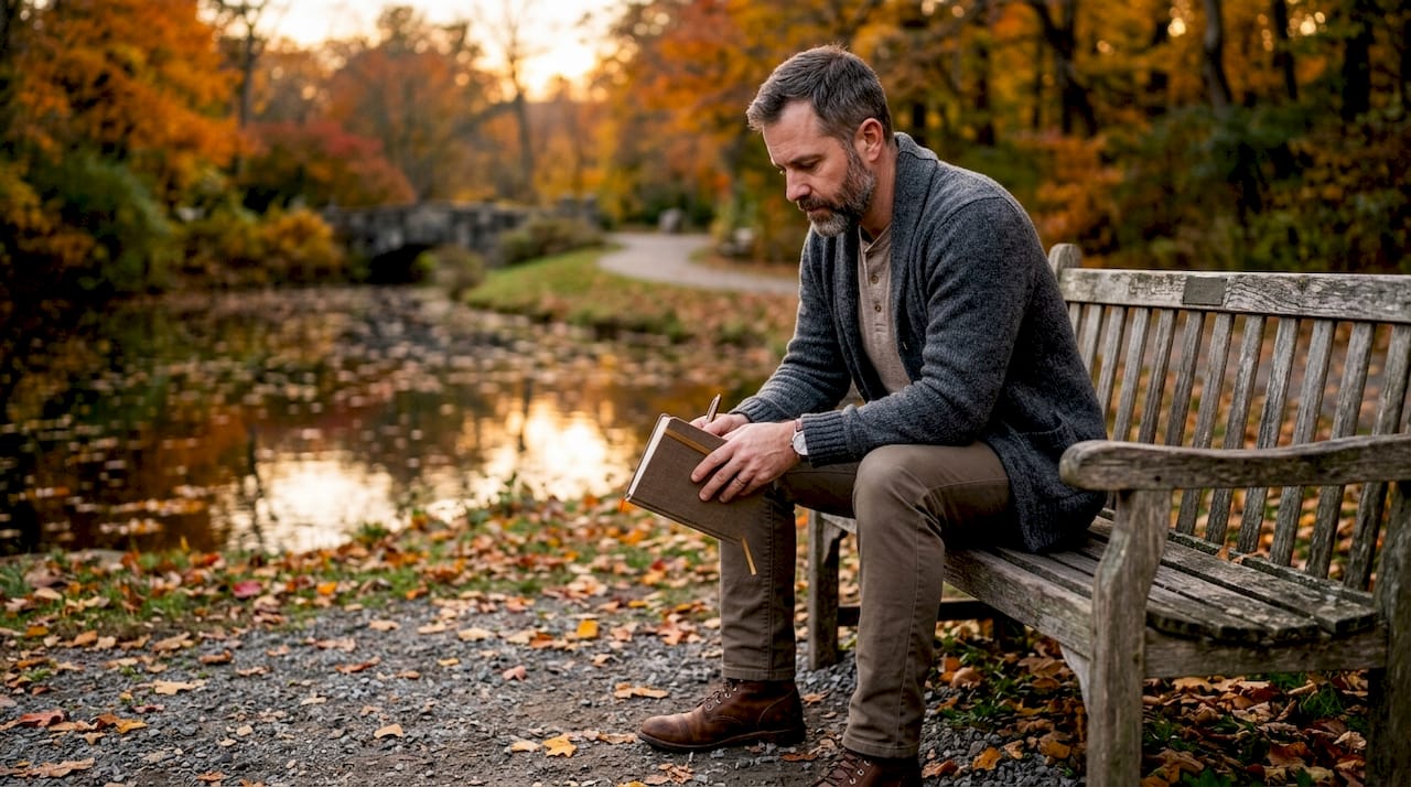 Man reflecting on career identity outdoors