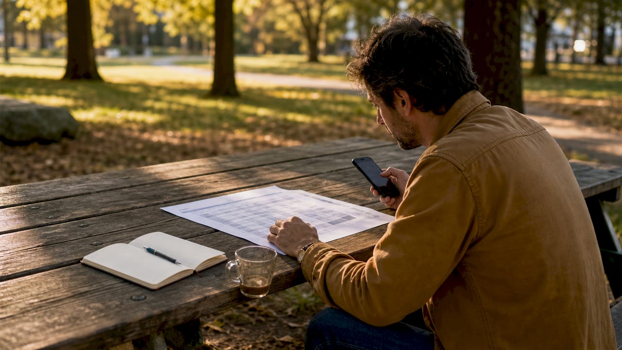 Freelancer tracking tasks with smartphone and paper