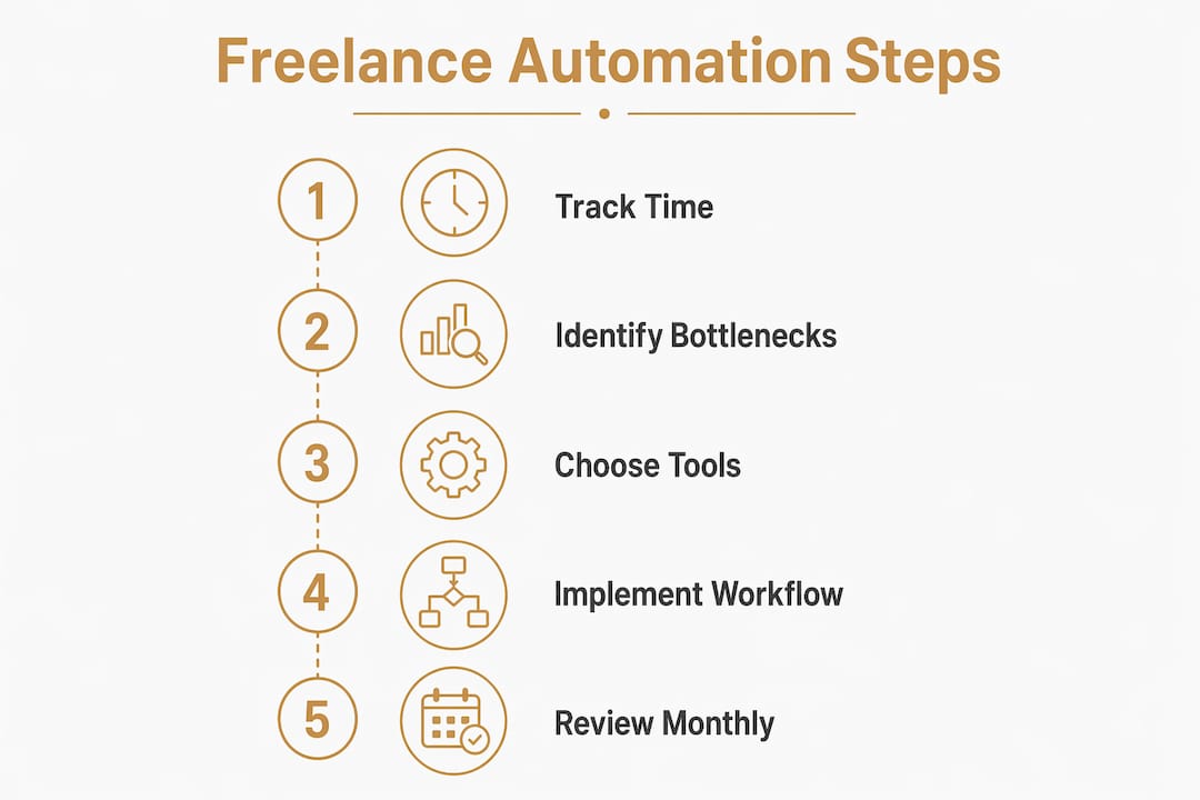 Infographic outlining freelance automation workflow steps