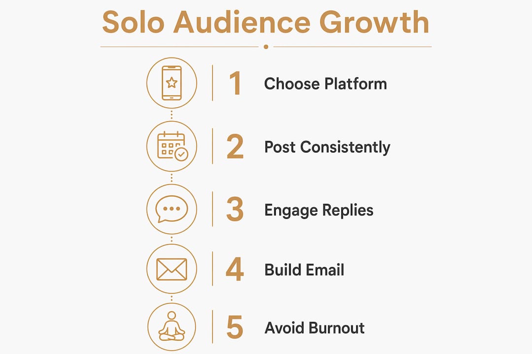 Infographic illustrating steps to build solo audience