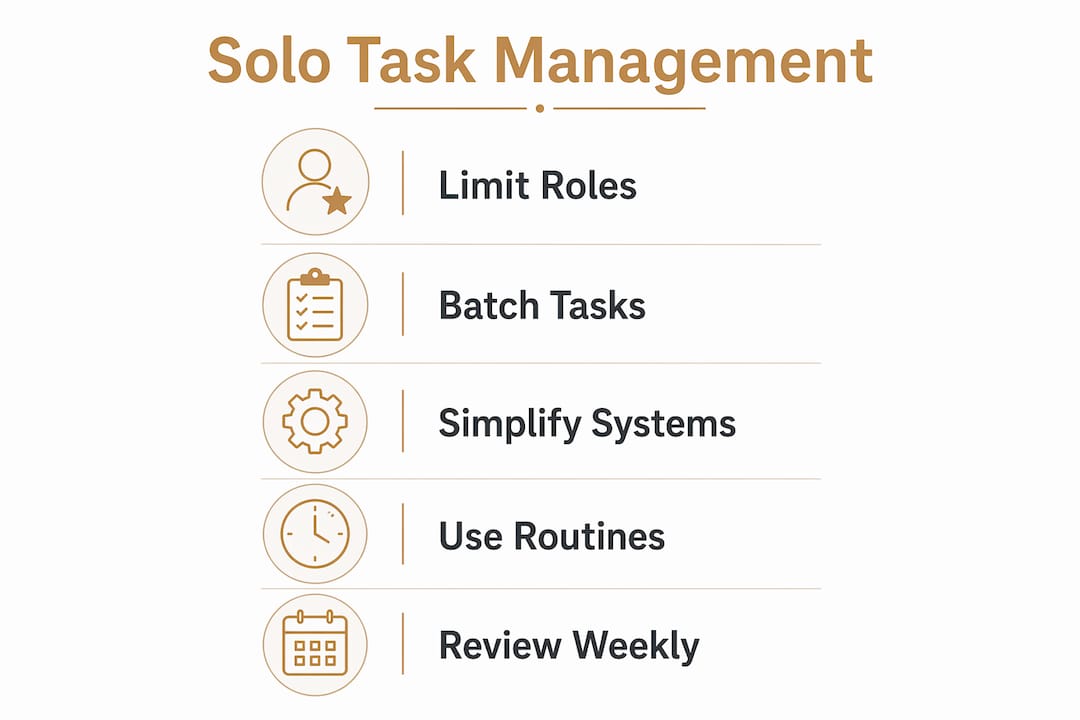 Infographic with 5 steps for solo task management