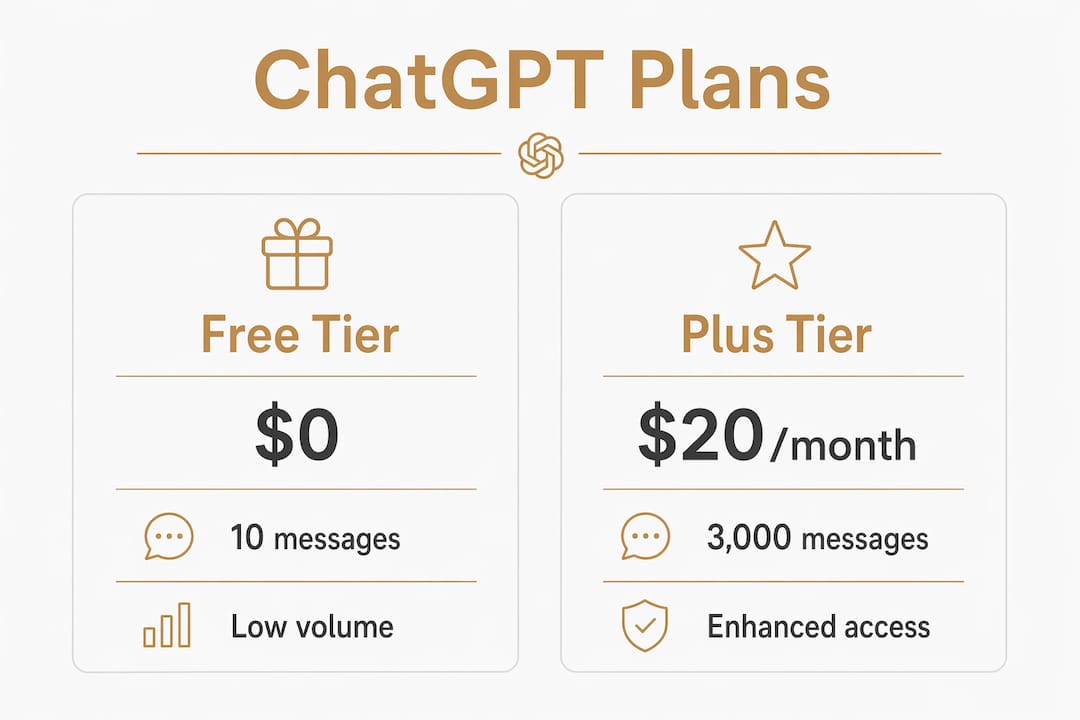 Infographic comparing ChatGPT Free and Plus plans