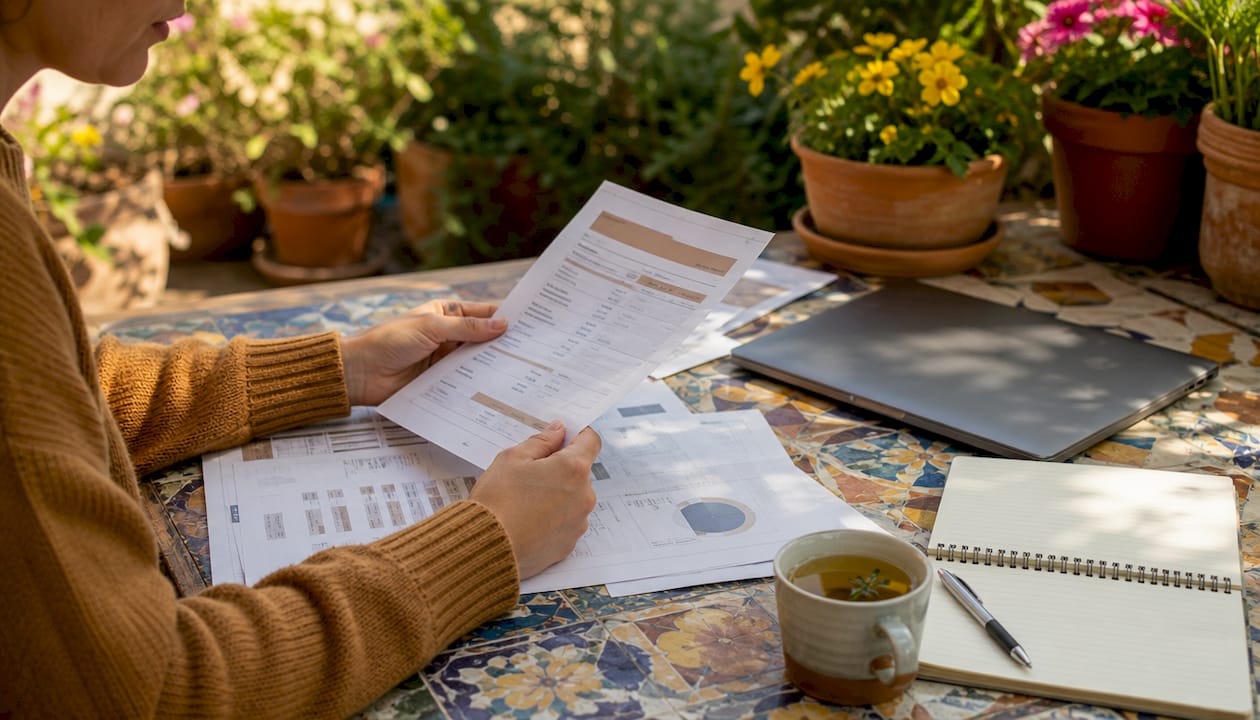 Hands reviewing affiliate program brochures
