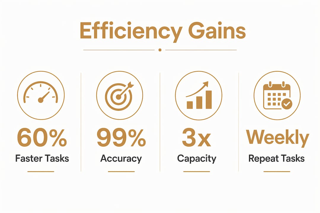 Infographic showing AI workflow efficiency gains statistics