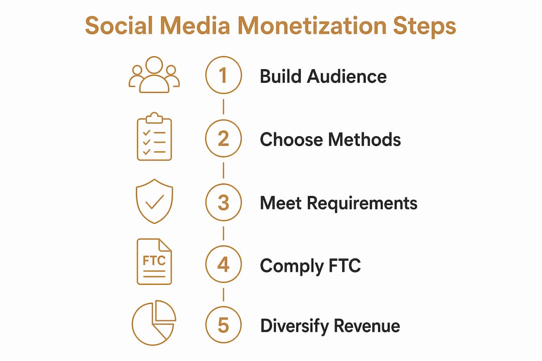 Infographic showing social media monetization steps