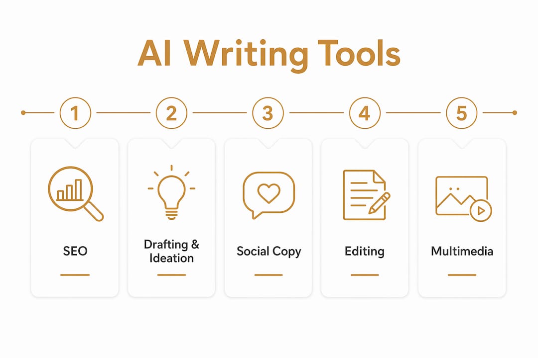 Infographic showing hierarchy of AI writing tools