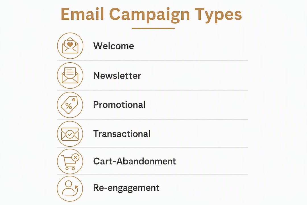 Infographic showing main types of email campaigns
