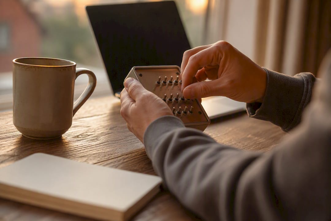 Hands adjusting reminder device switches