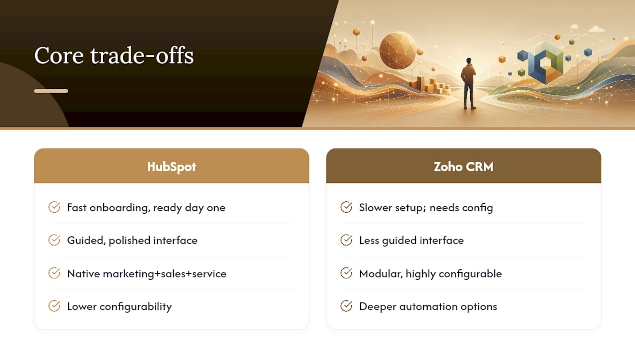 HubSpot and Zoho CRM tradeoff comparison