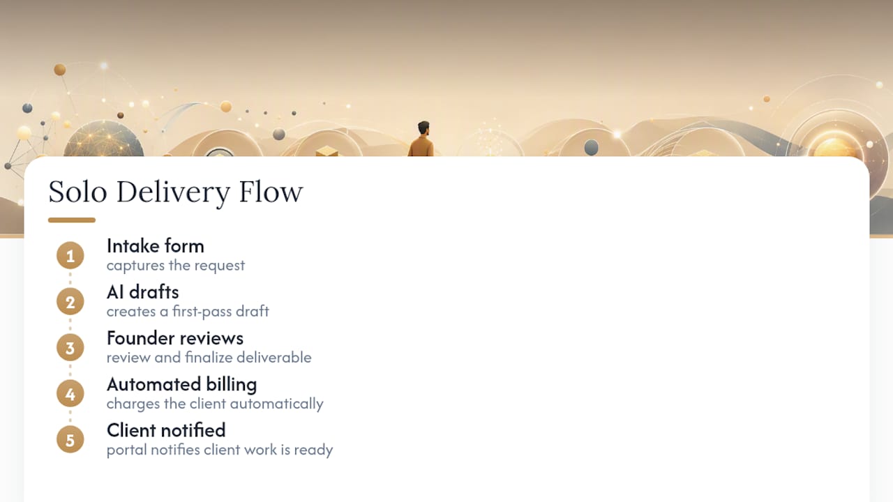 Five-stage AI service delivery flow
