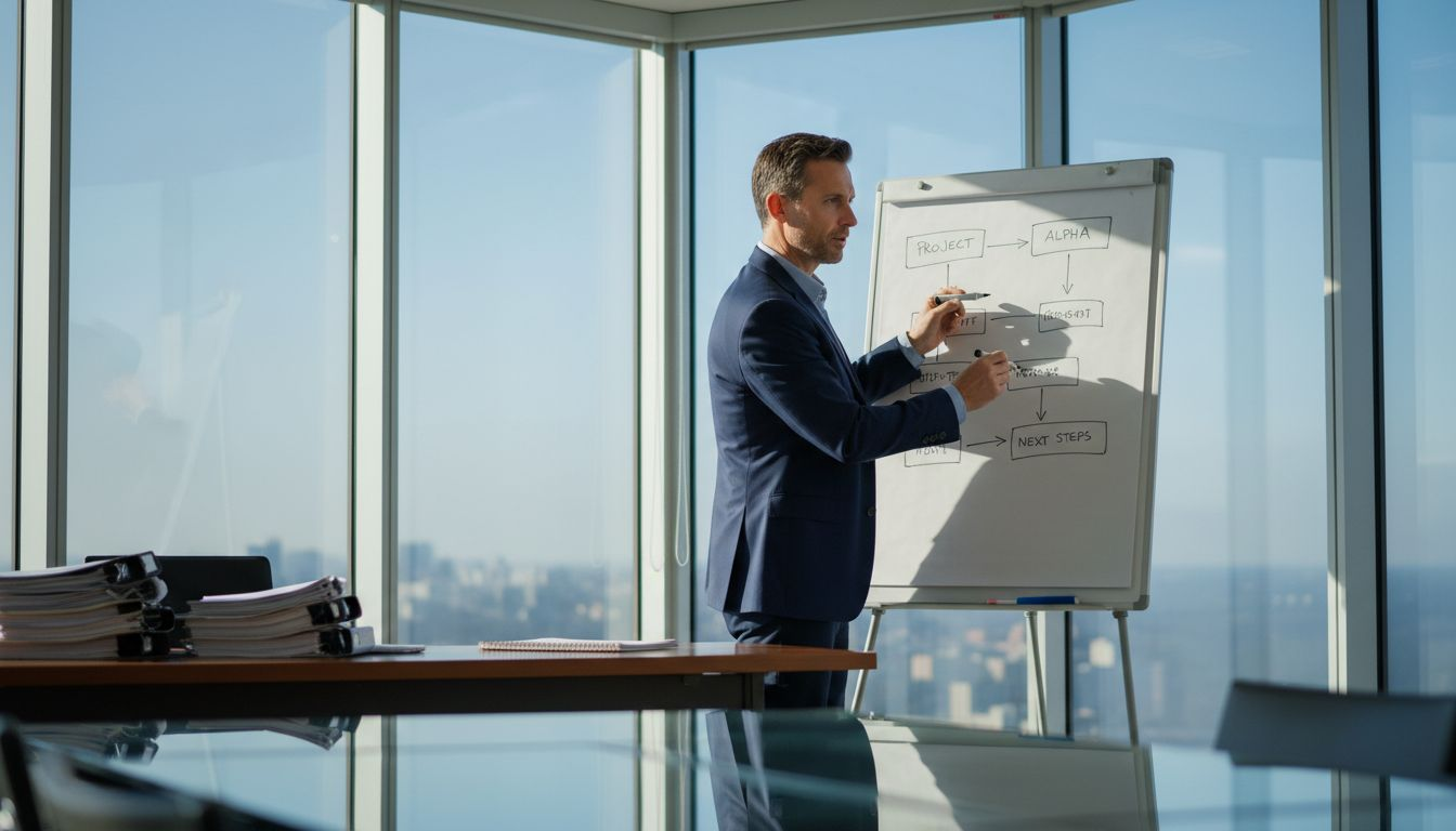 Executive planning scalable AI strategy whiteboard