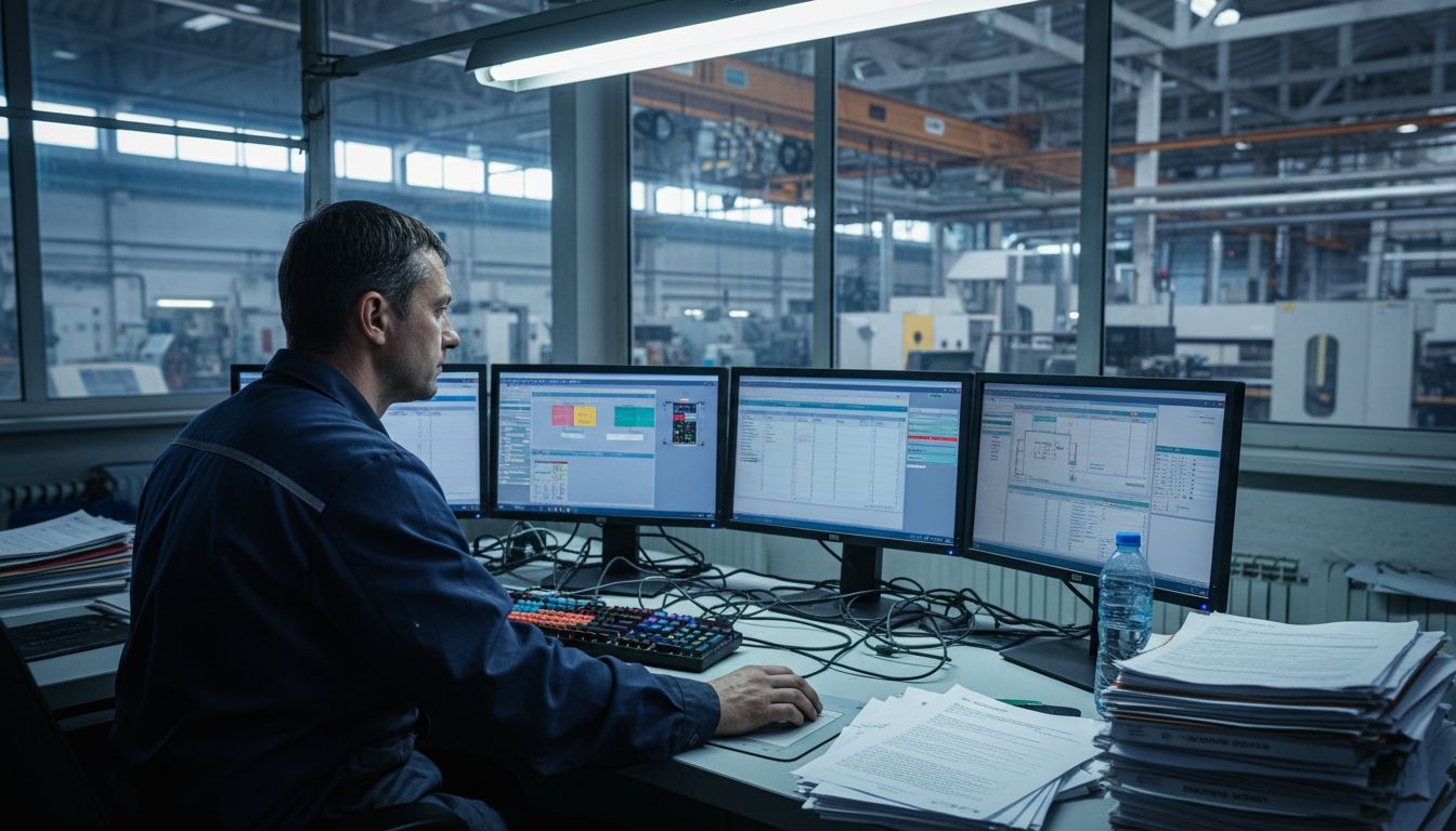 U tvornici zaposlenik nadzire rad AI sustava.