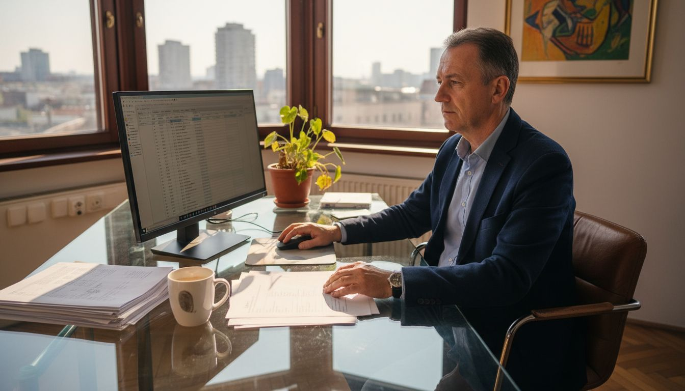 Muškarac analizira pametne automatizirane procese u uredu