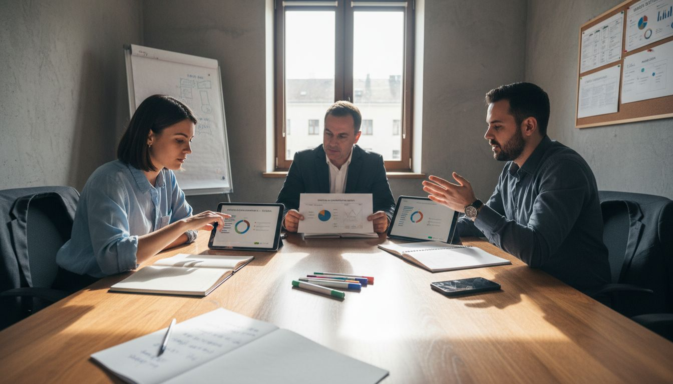 Tim zajednički osmišljava strategiju za marketing.