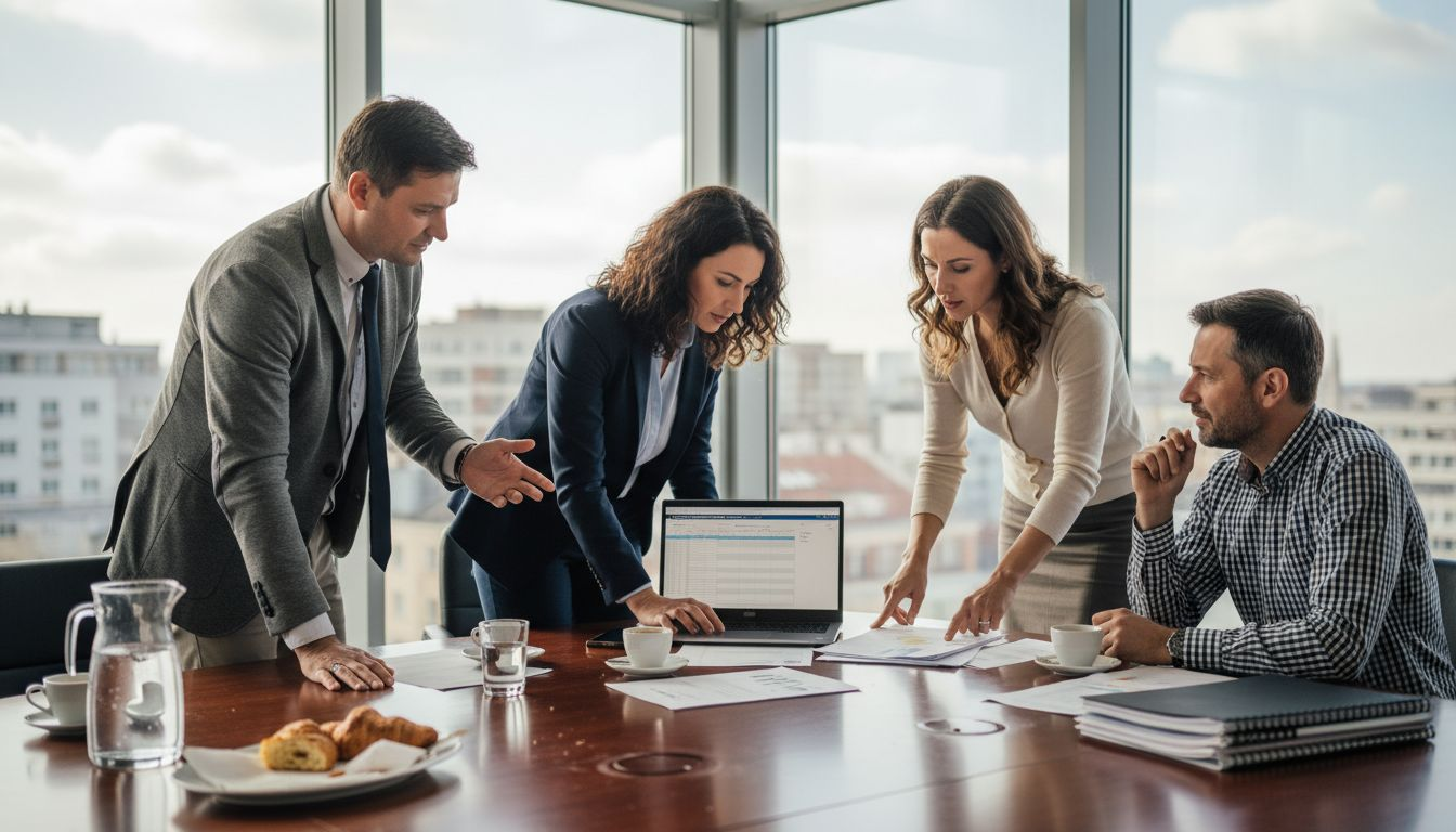 Rukovoditelji vode ozbiljan razgovor u kutu ureda.