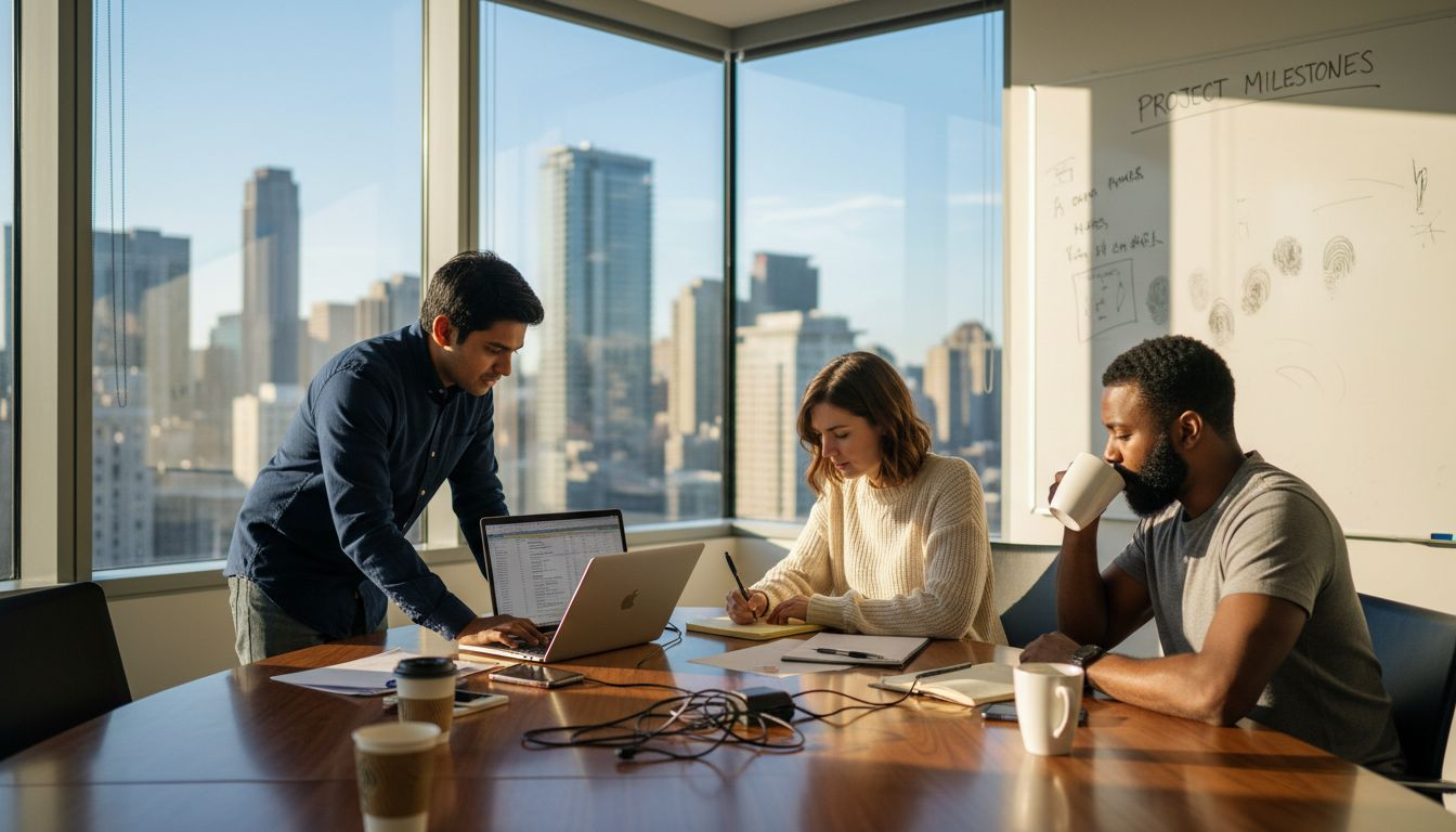 Team working on AI in city office