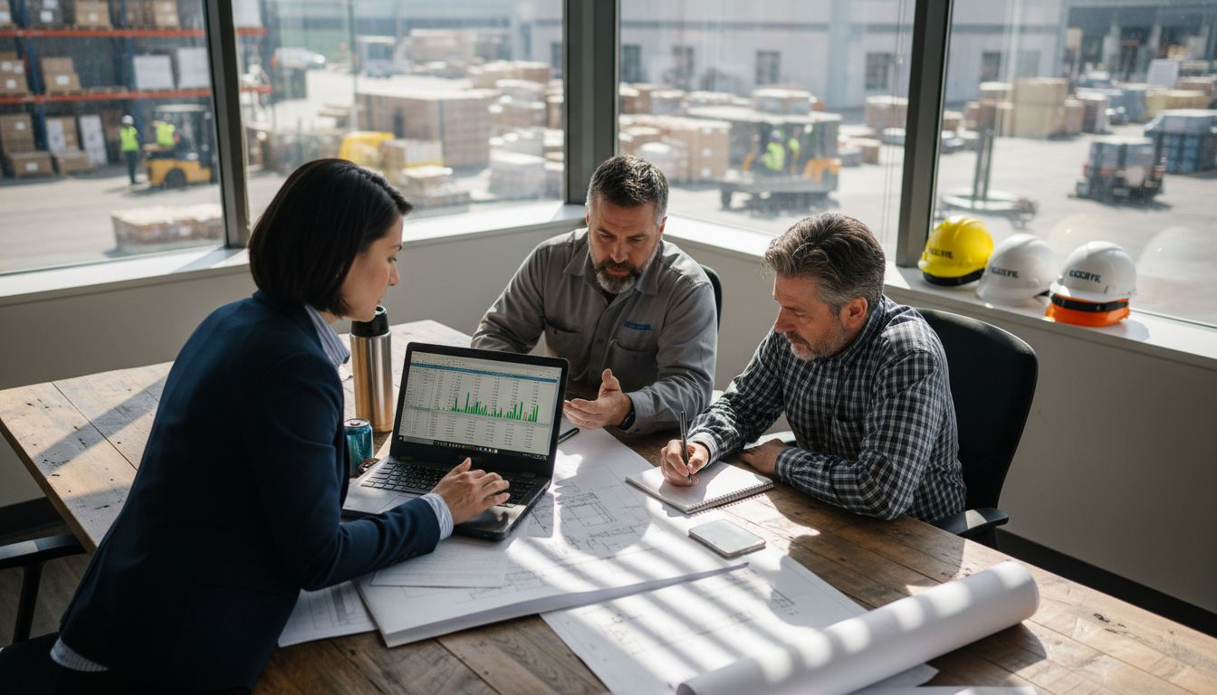 Manufacturing managers discussing digital strategy