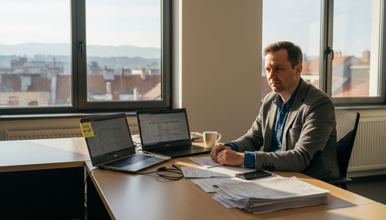 Poduzetnik u svom uglu ureda razvija rješenja za automatizaciju pomoću umjetne inteligencije.