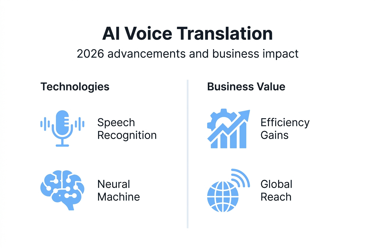 Infographic of AI voice translation technologies and value