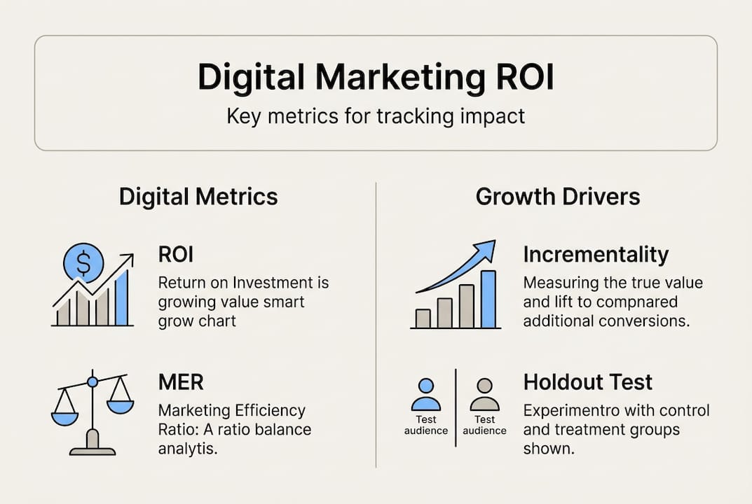 Infographic with ROI and marketing growth metrics