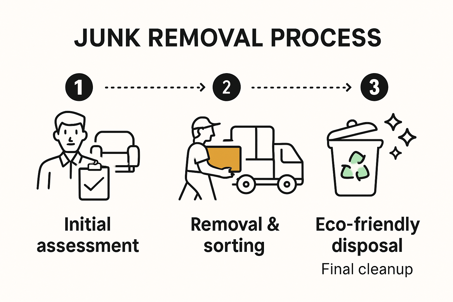 Infographic showing the junk removal process flow