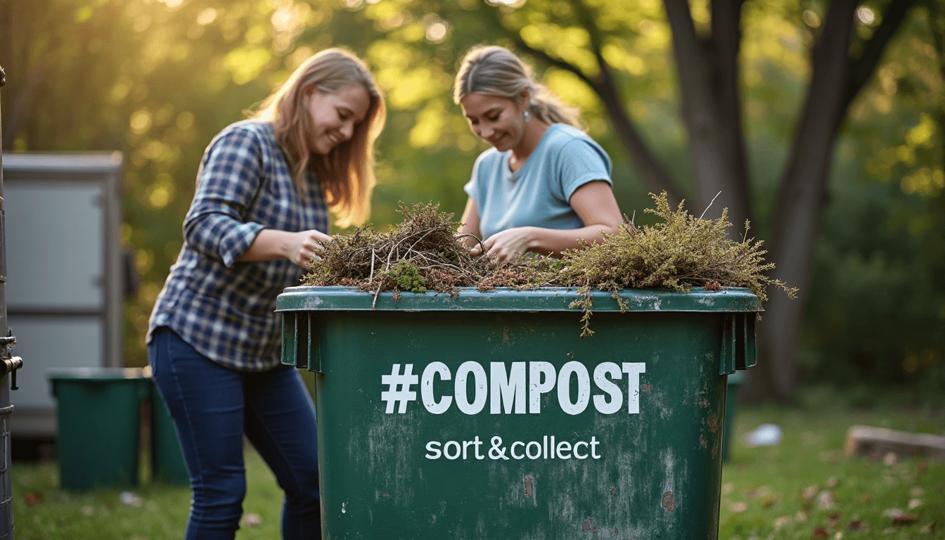 Homeowners in Connecticut sorting yard debris for collection.