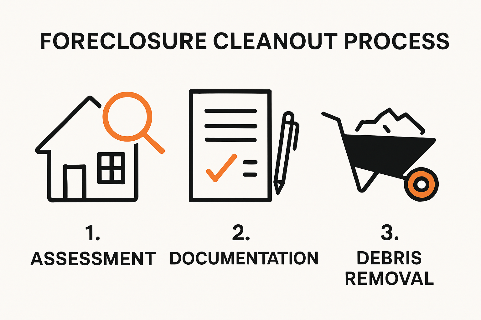 Foreclosure cleanout process visual steps summary infographic