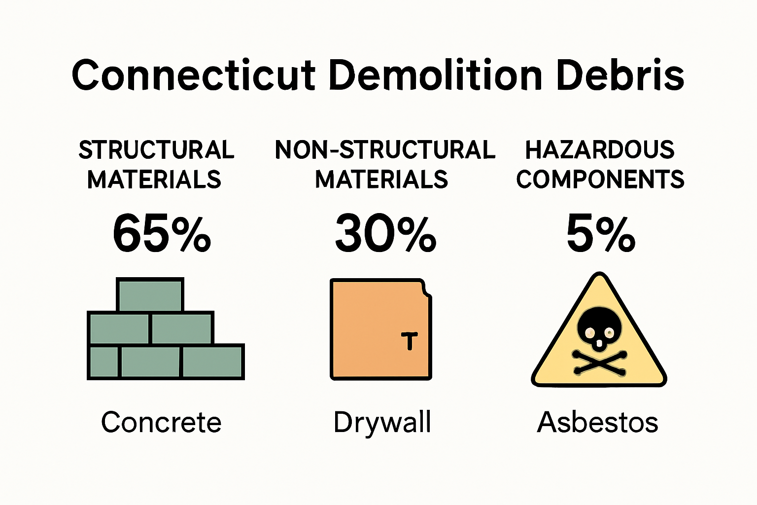 Infographic chart of demolition debris types and examples