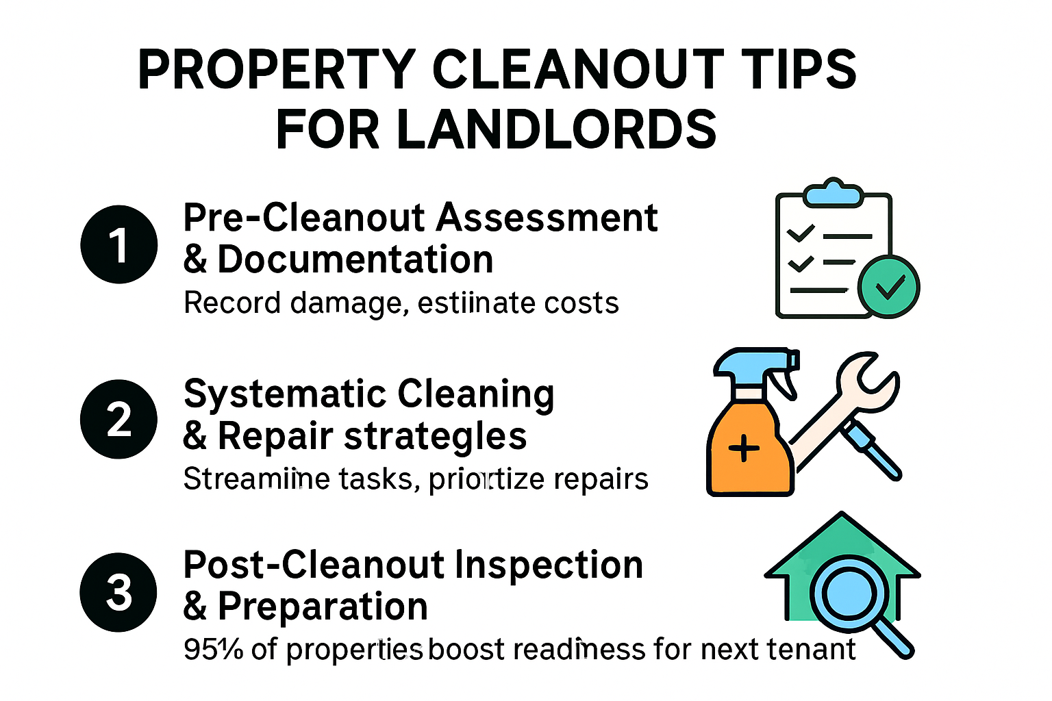 Step-by-step landlord cleanout process visual