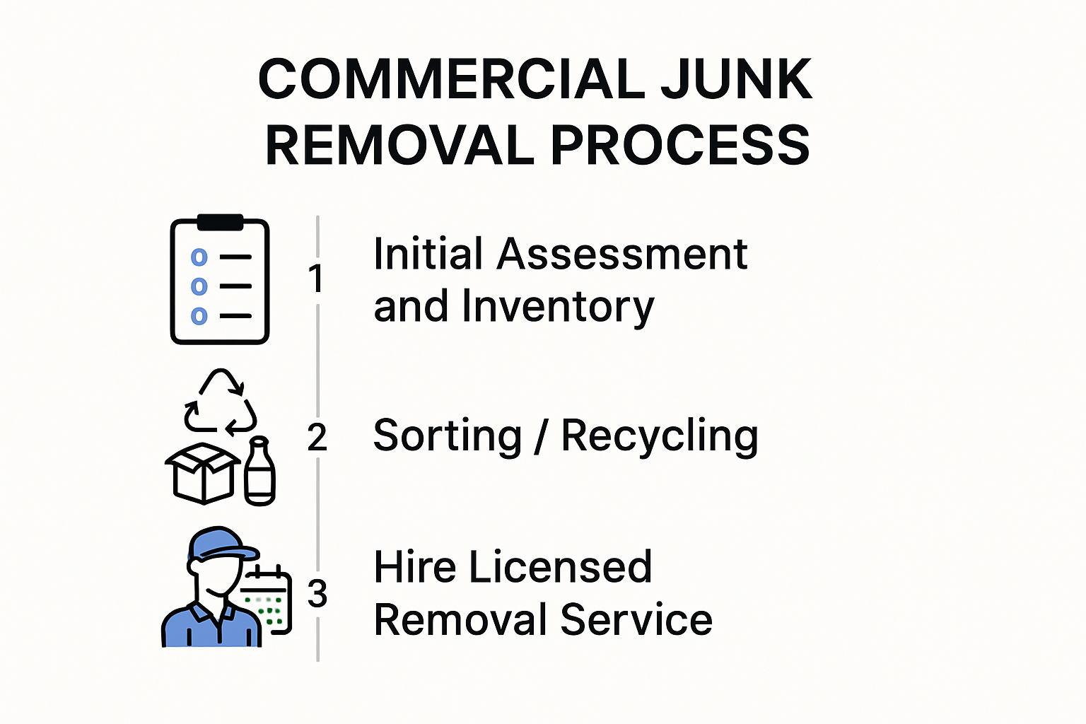 Visual workflow of commercial junk removal steps