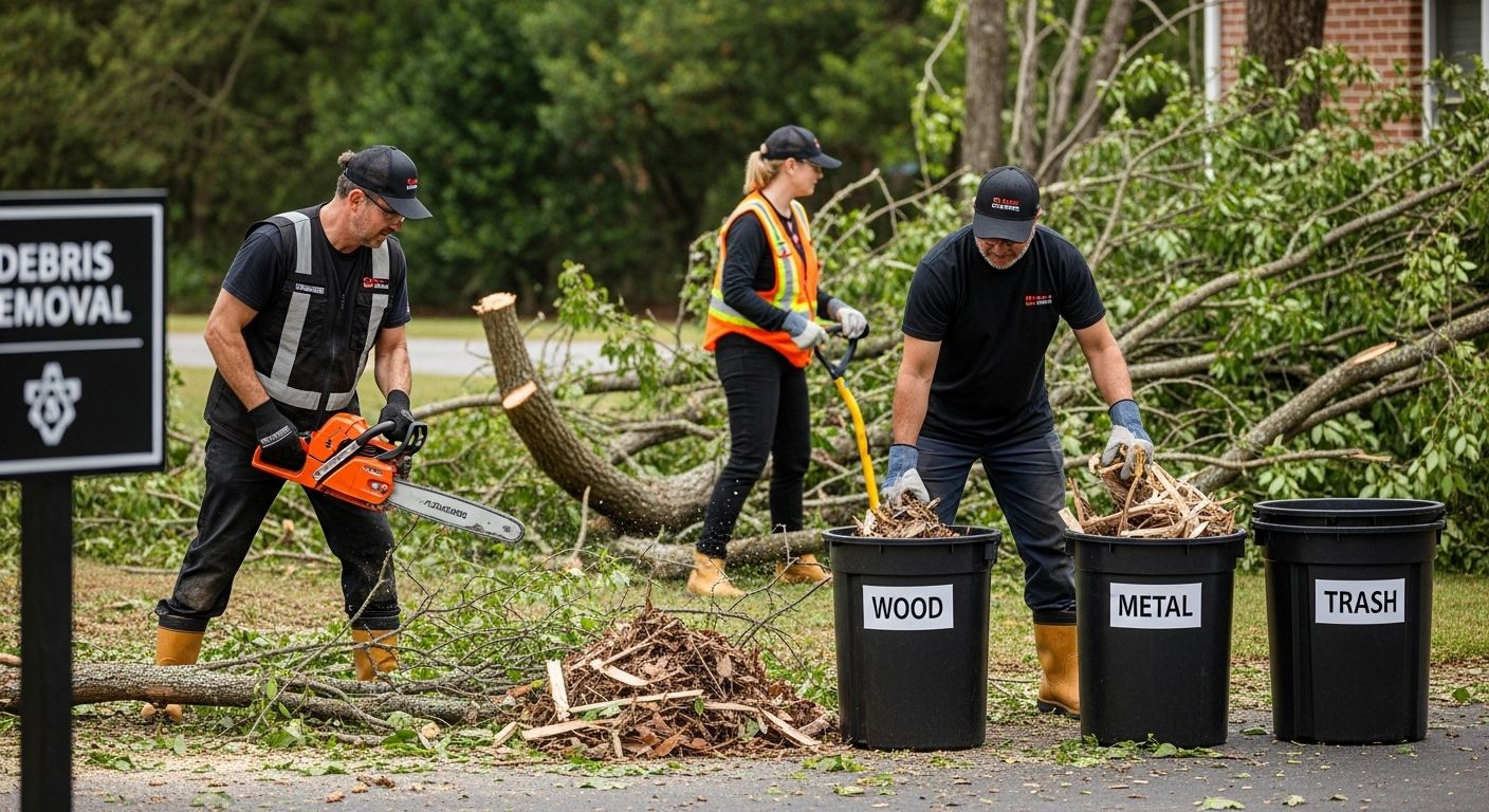debris removal teamwork sorting