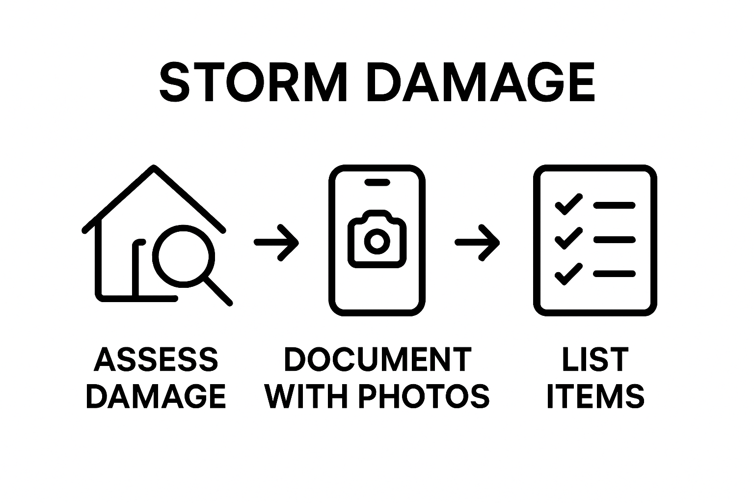 Infographic showing steps to document property storm damage