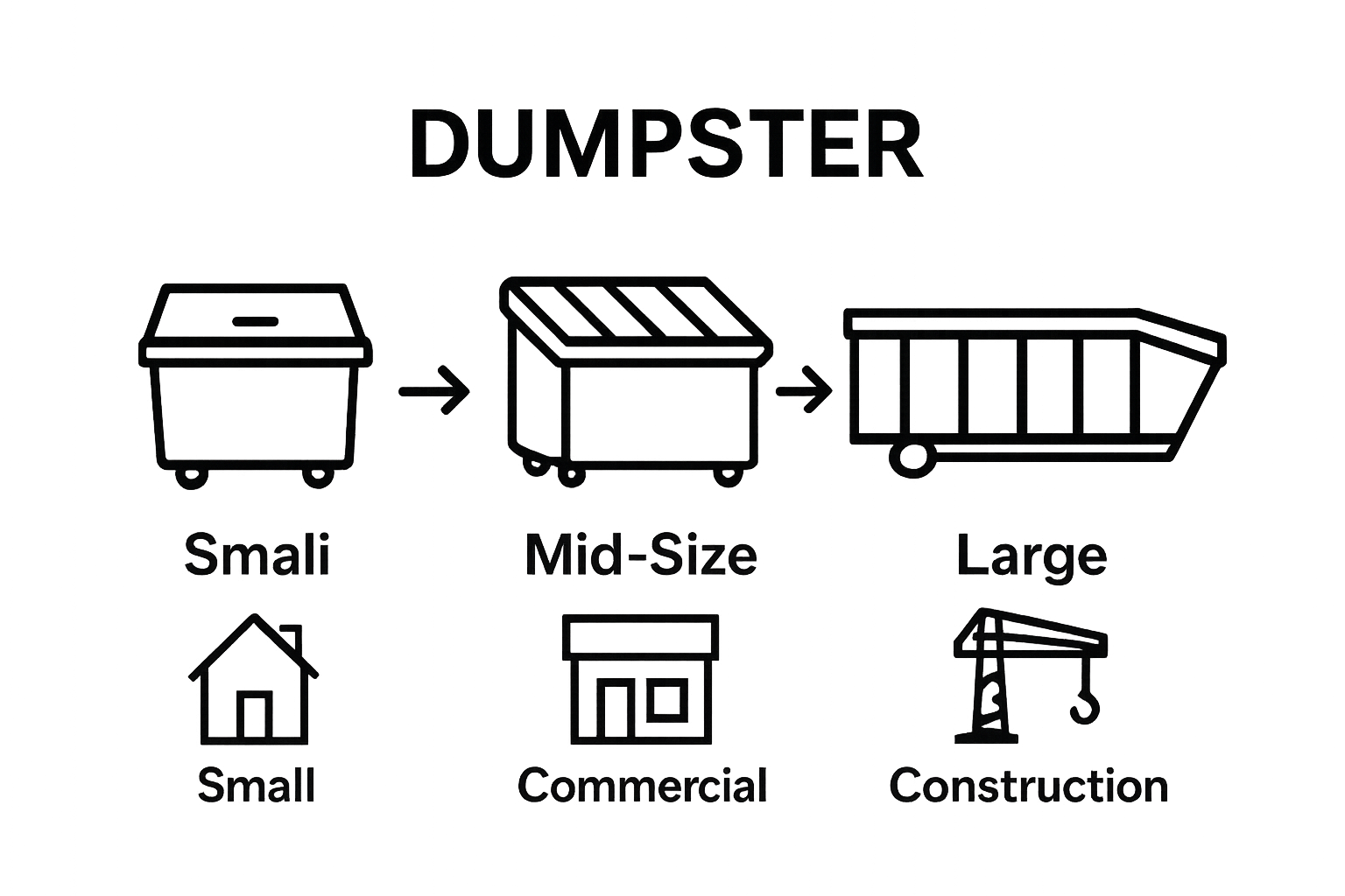 Visual comparison of residential, commercial, and construction dumpster types