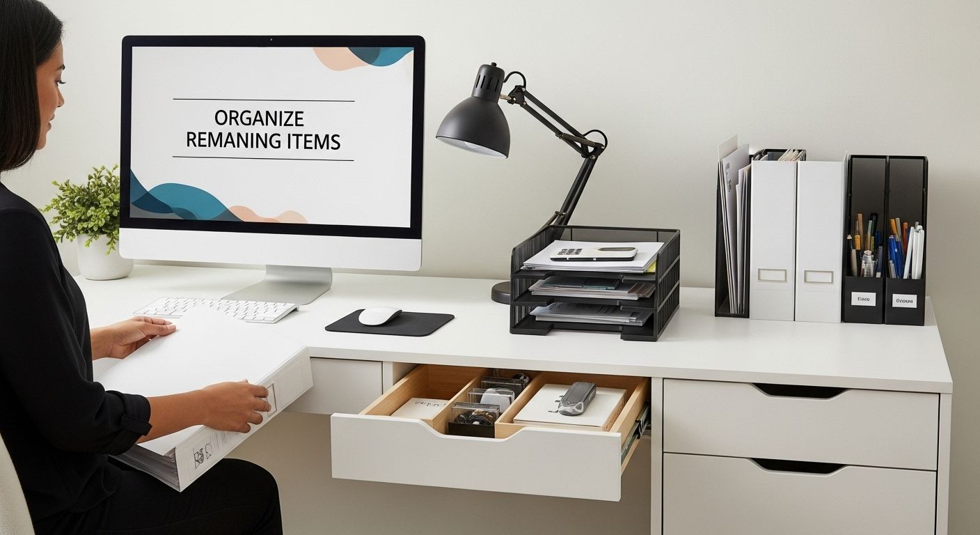 workspace organizing supplies home office cleanout