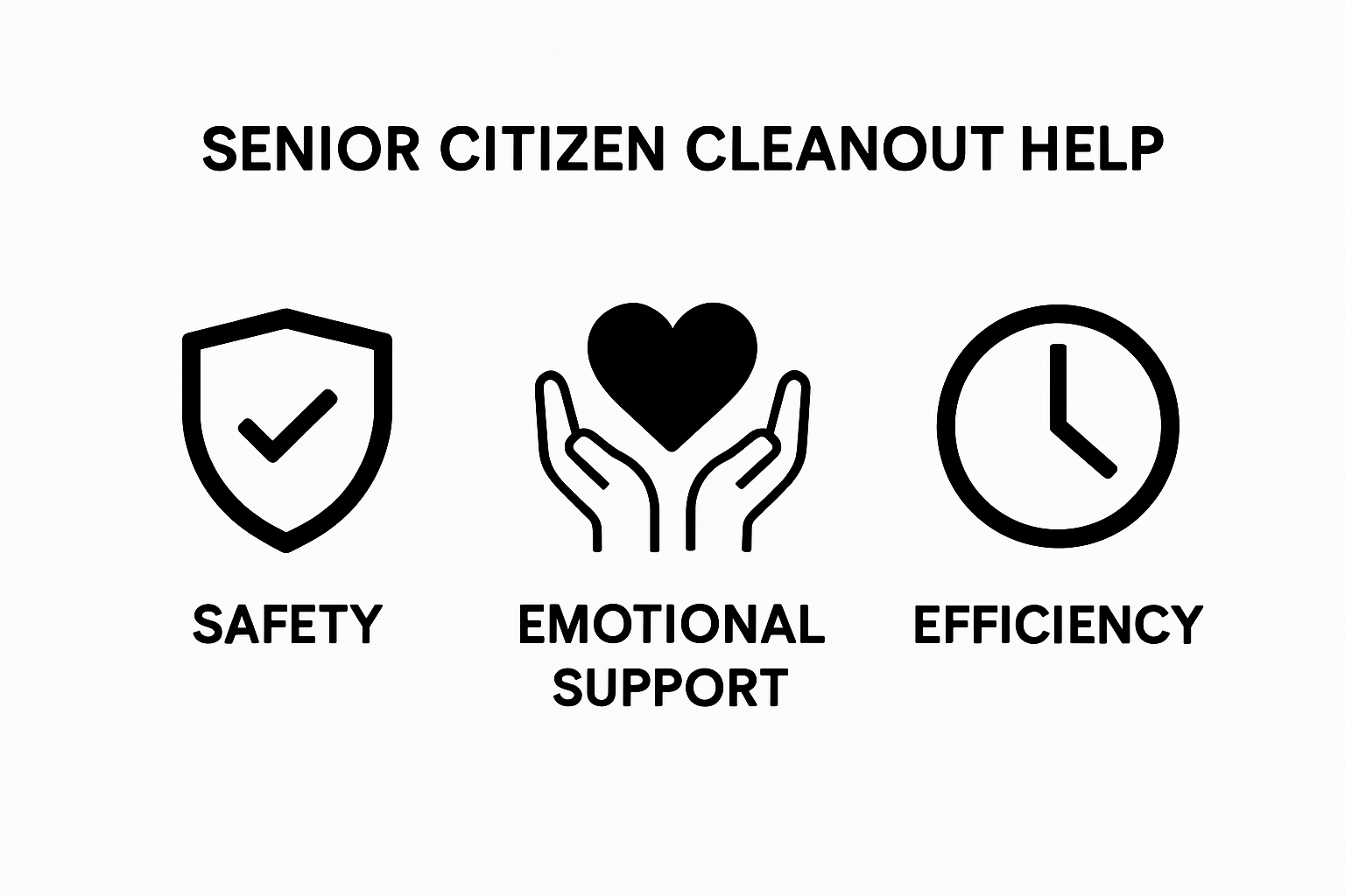 Comparison infographic: safety, emotional support, efficiency in cleanouts